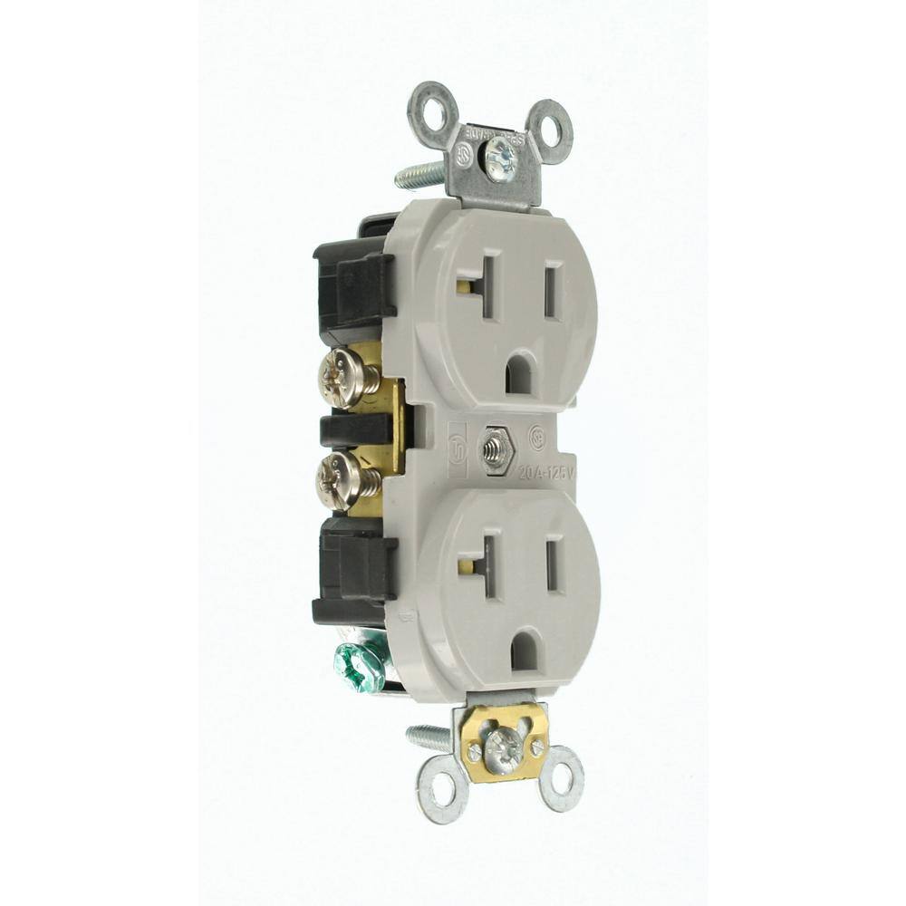 Leviton 20 Amp Commercial Grade Self Grounding Duplex Outlet Gray CR020-GY