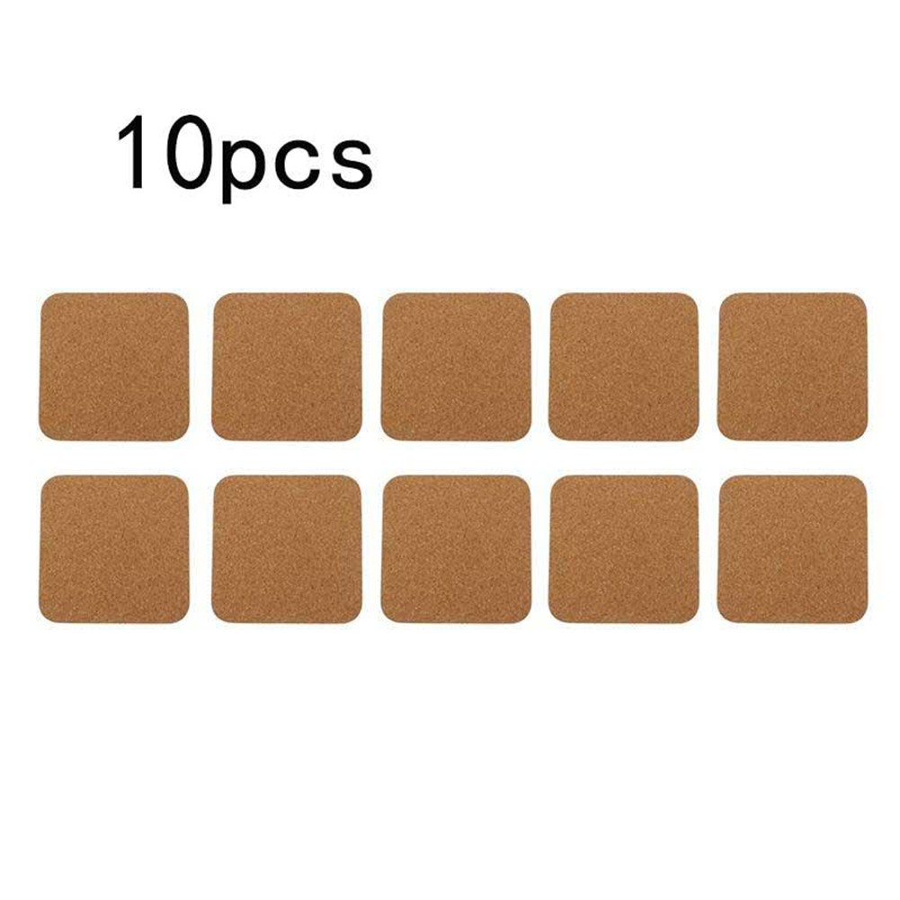 10Pcs Cork Coasters Square Cork Mat Self-adhesive DIY Backing Sheet for Home Bar