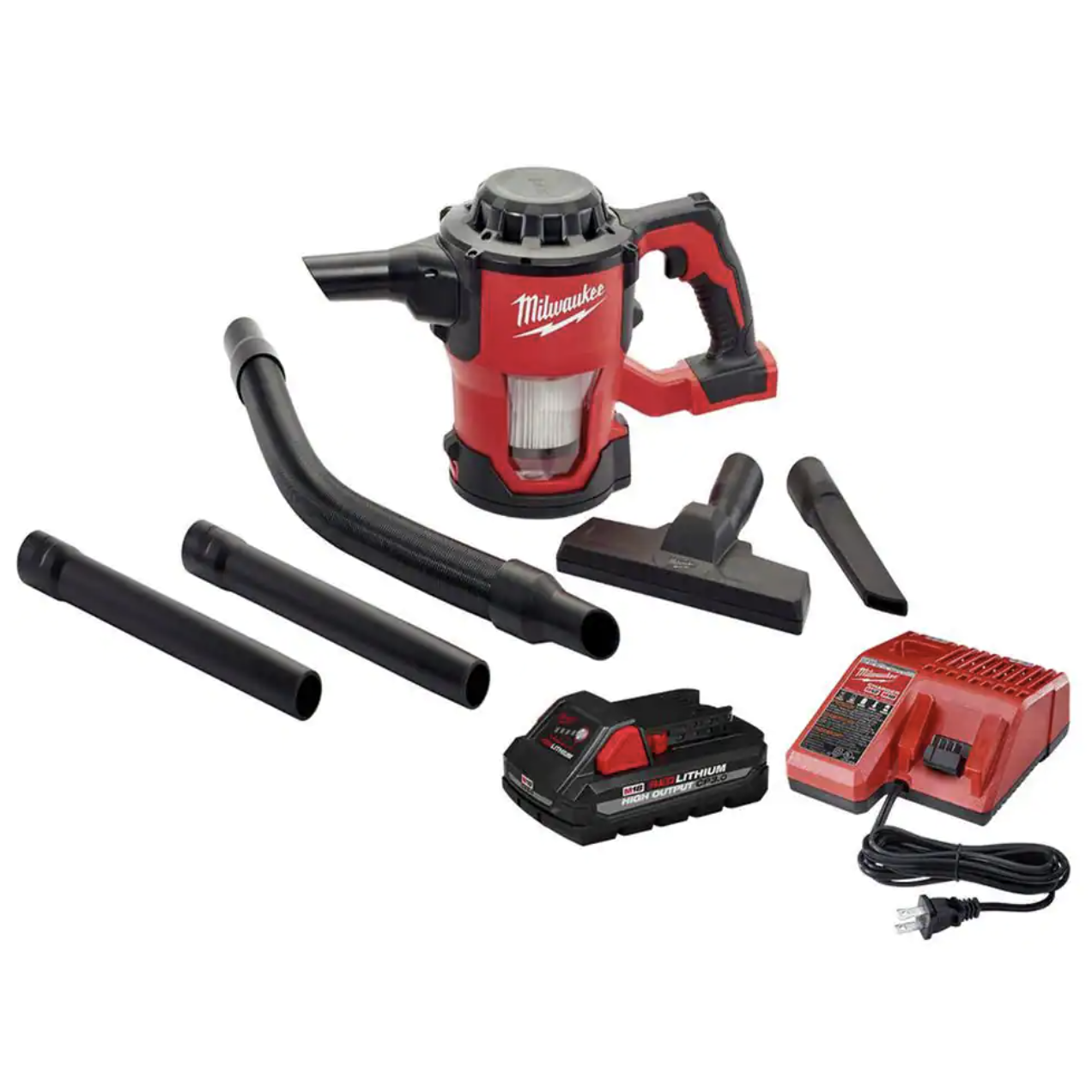 Milwaukee M18 18-Volt Lithium-Ion Cordless Compact Vacuum with 3.0Ah Battery and Charger