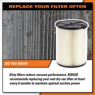 RIDGID 1-Layer Standard Pleated Paper Filter for Most 5 Gallon and Larger RIDGID WetDry Shop Vacuums (4-Pack) VF4200A