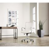 Modern Comfort Winsley Bonded Leather Mid-Back Manager's Chair， White/Silver， BIFMA Certified