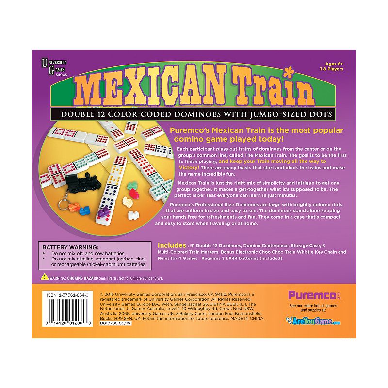 Mexican Train Double 12 Color Dot Dominoes - Professional Size