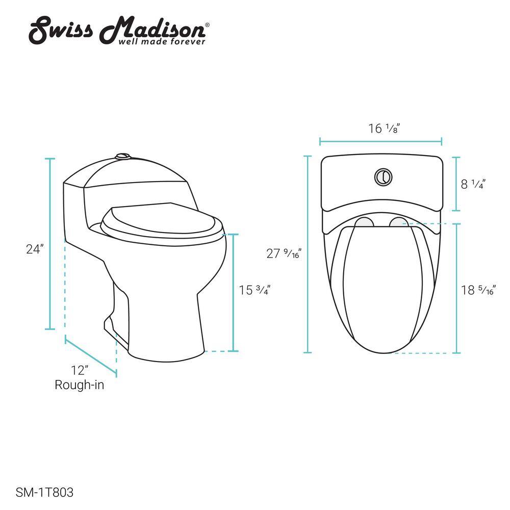 Swiss Madison Chateau 1-Piece 0.81.28 GPF Dual Flush Elongated Toilet in White SM-1T803