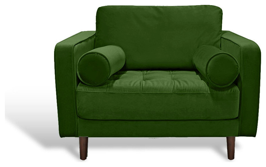 Roma Chair  Green Velvet   Midcentury   Armchairs And Accent Chairs   by Primitive Collections  Houzz