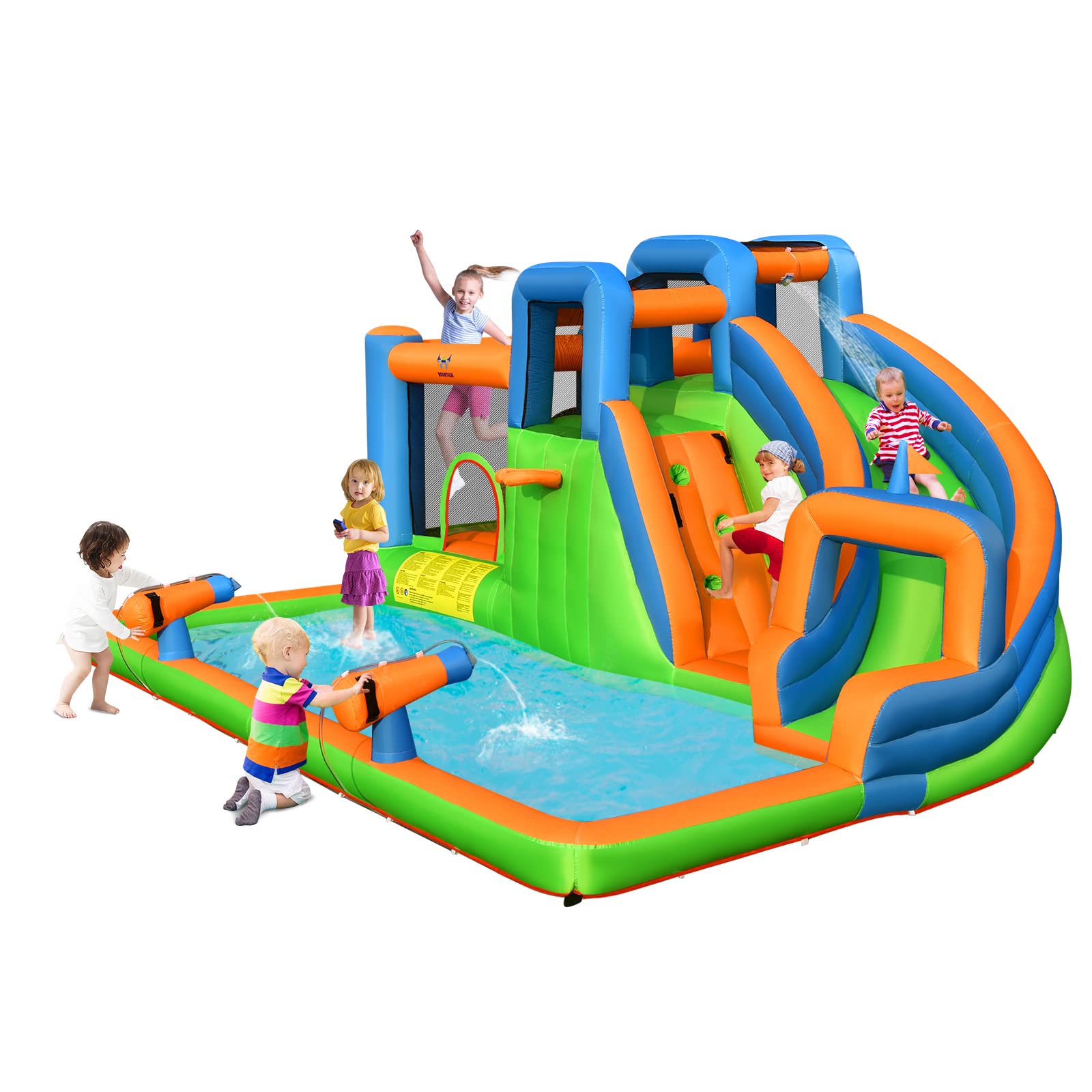 Costzon Inflatable Water Slide, 7 in 1 Indoor Outdoor Kids Water Bounce House Jumping Castle