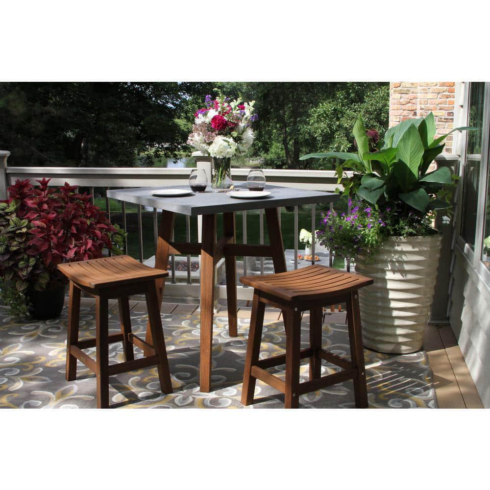 Square Wood Counter Height Outdoor Dining Table