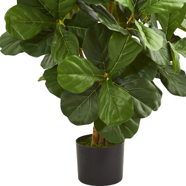 Artificial Fiddle Leaf Tree In Pot Black Nearly Natural