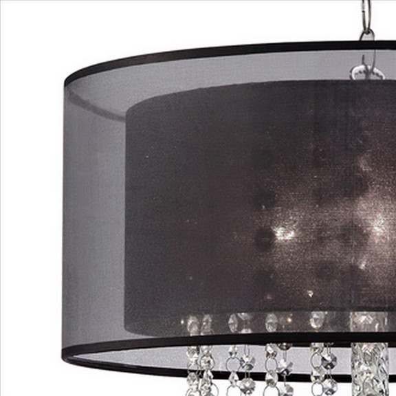 Benjara BM240876 Dual Fabric Shade Ceiling Lamp wi...