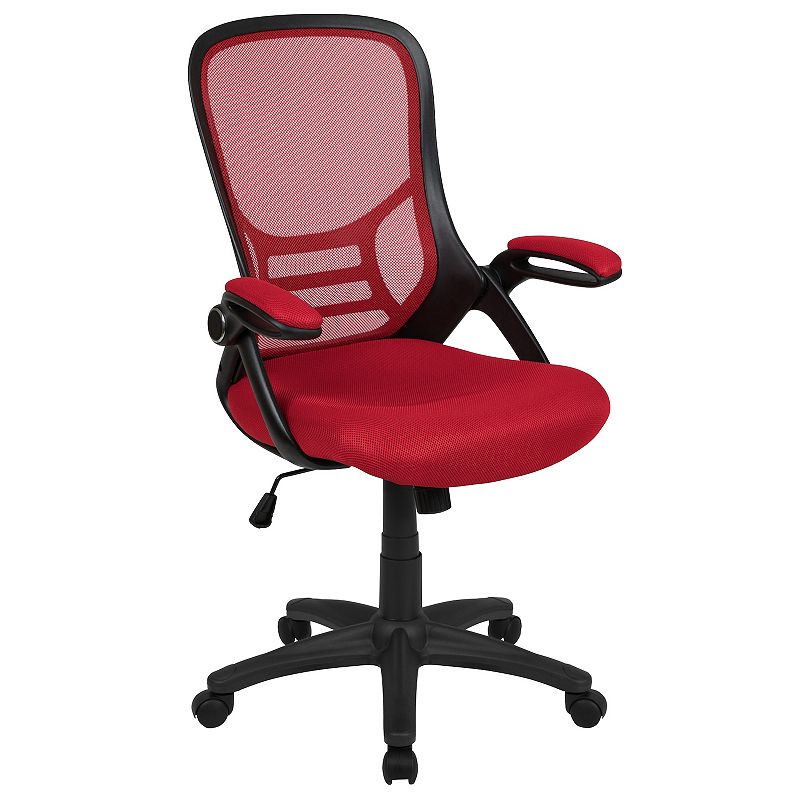 Emma and Oliver High Back Light Gray Mesh Ergonomic Office Chair w/ Black Frame and Flip-up Arms