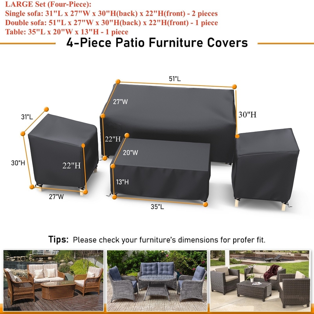 Outdoor Patio Furniture Covers 4 Piece Set Furniture Cover Waterproof
