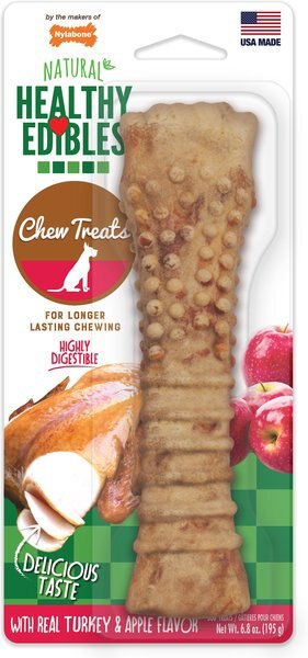 Nylabone Healthy Edibles All-Natural Long Lasting Turkey and Apple Flavor Dog Chew Treats， X-Large