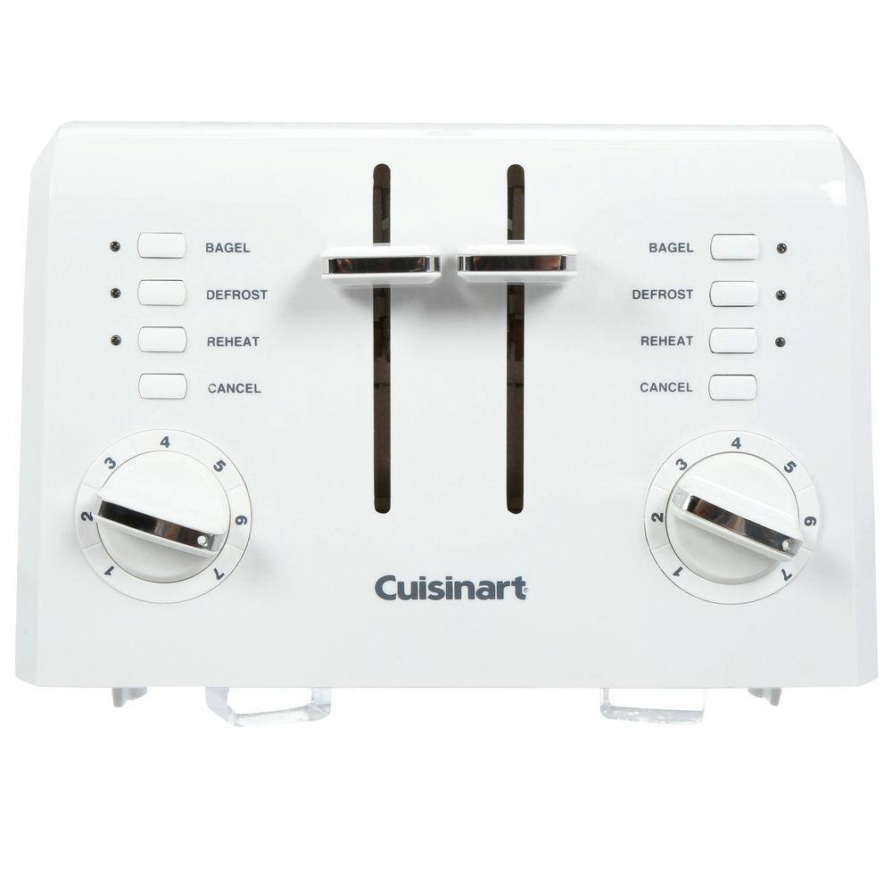 Cuisinart Compact 4-Slice White Wide Slot Toaster with Crumb Tray CPT-142P1