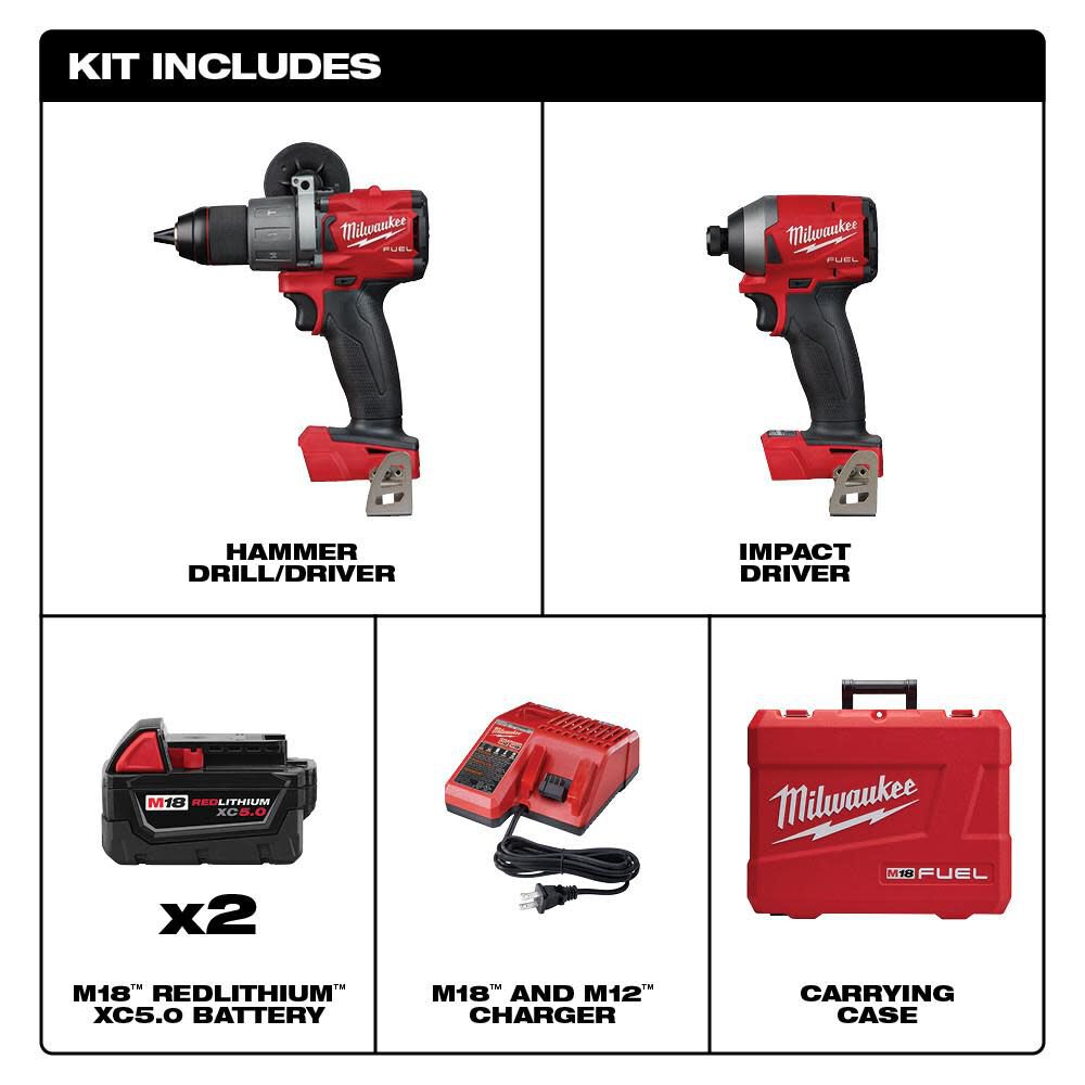 Milwaukee M18 FUEL 2-Tool Hammer Drill/Impact Driver Combo Kit 2997-22 from Milwaukee