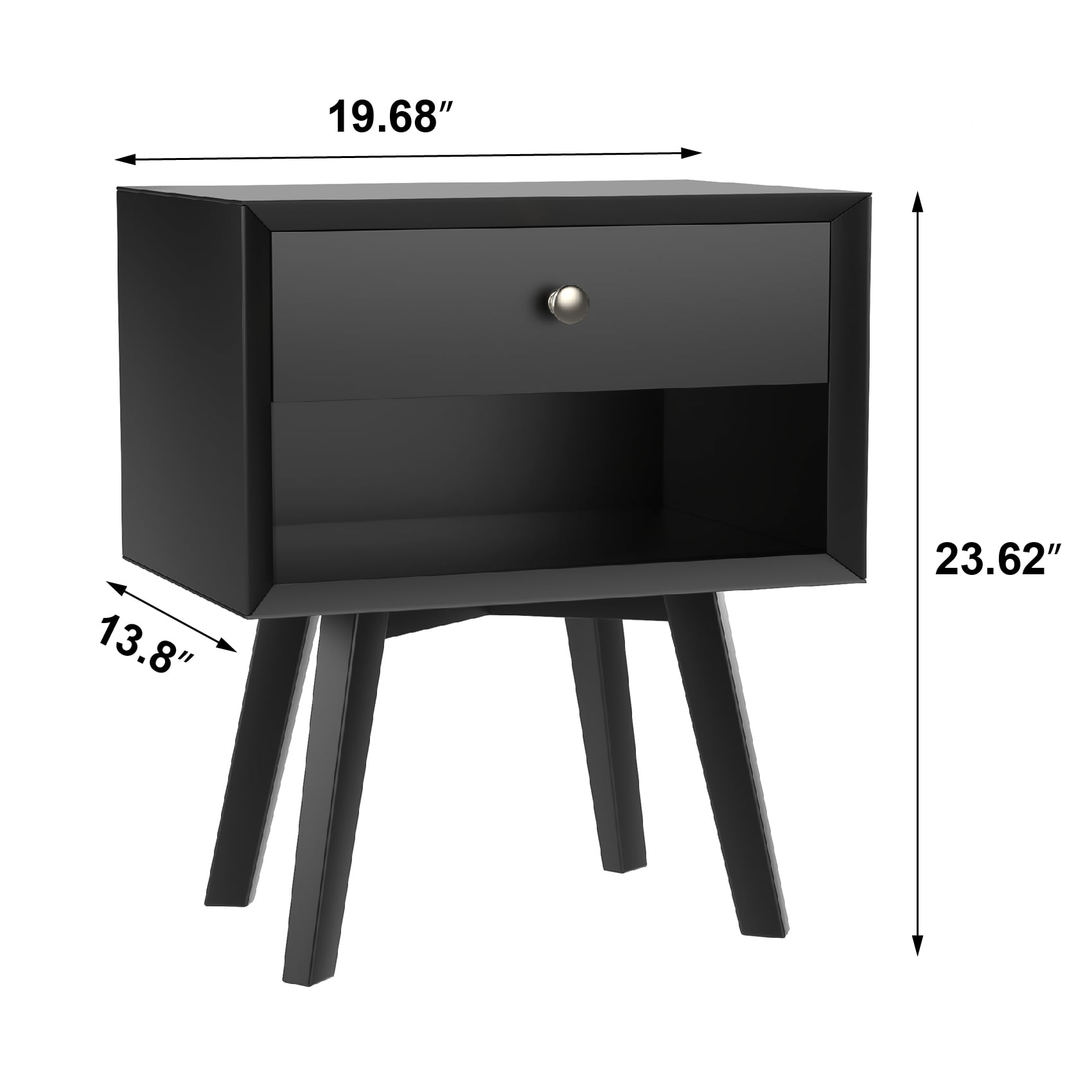 Semiocthome Black Matte Vintage Diana 1 Drawer Nightstand 23