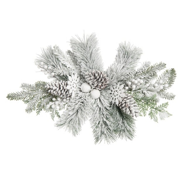 Artificial 26 In. Green Christmas Frosted Artificial Centerpiece