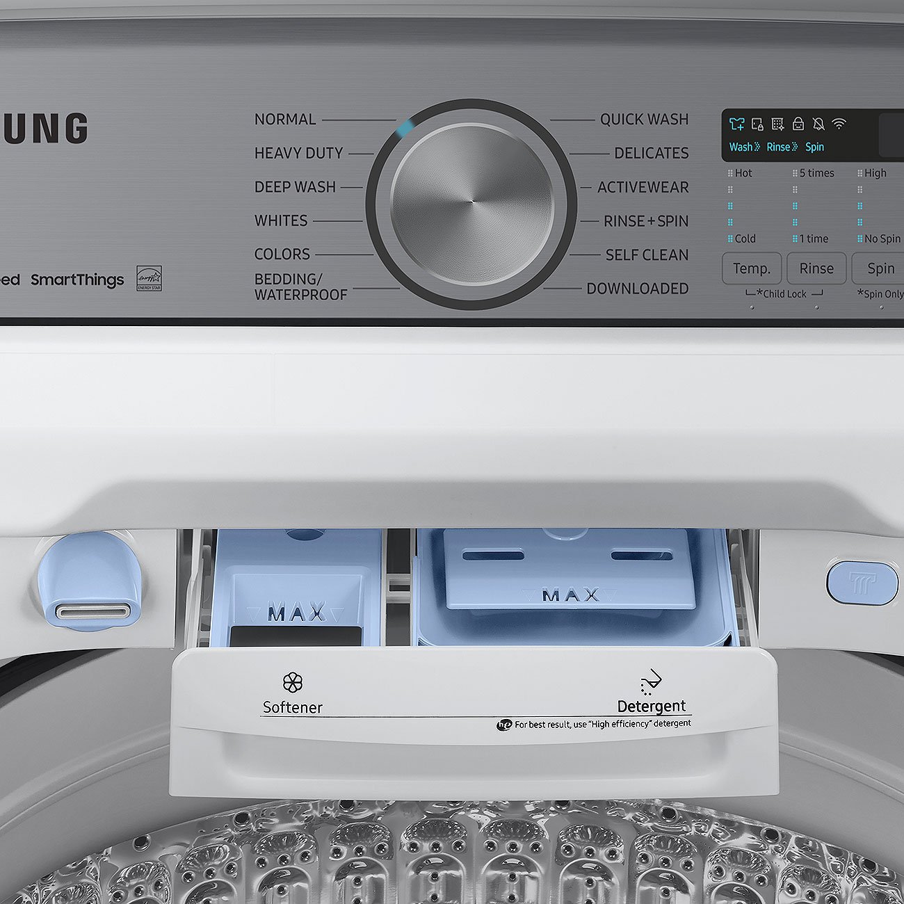  5.2 Cu. Ft. White Large Capacity Smart Top Load Washer With Super Speed Wash