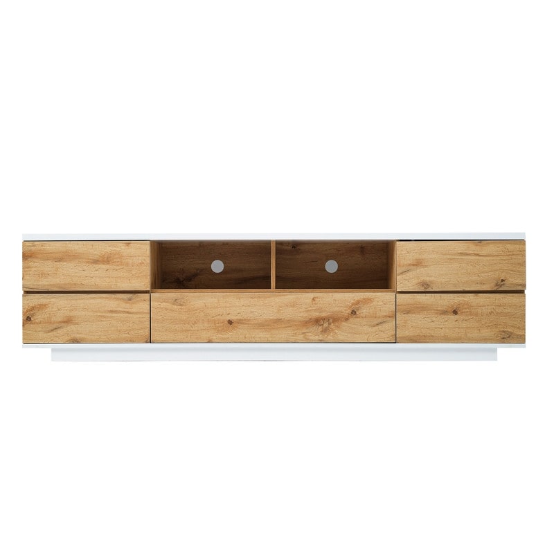 Modern Media Console Table for TVs up to 80''  White+Natural