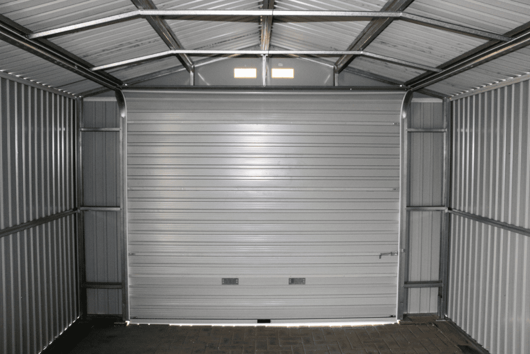 Duramax 55151 Metal Garage 12'x26' Metal Storage Shed Dark Gray with White Trim