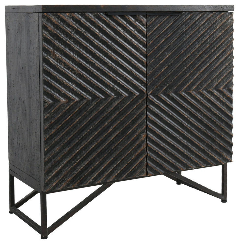 Ebony Geometric Wood Cabinet   Industrial   Accent Chests And Cabinets   by Design Mix Furniture  Houzz