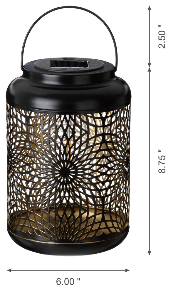 8.75 quotH Metal Cutout Solar Powered Outdoor Hanging Lantern   Contemporary   Outdoor Hanging Lights   by Glitzhome  Houzz