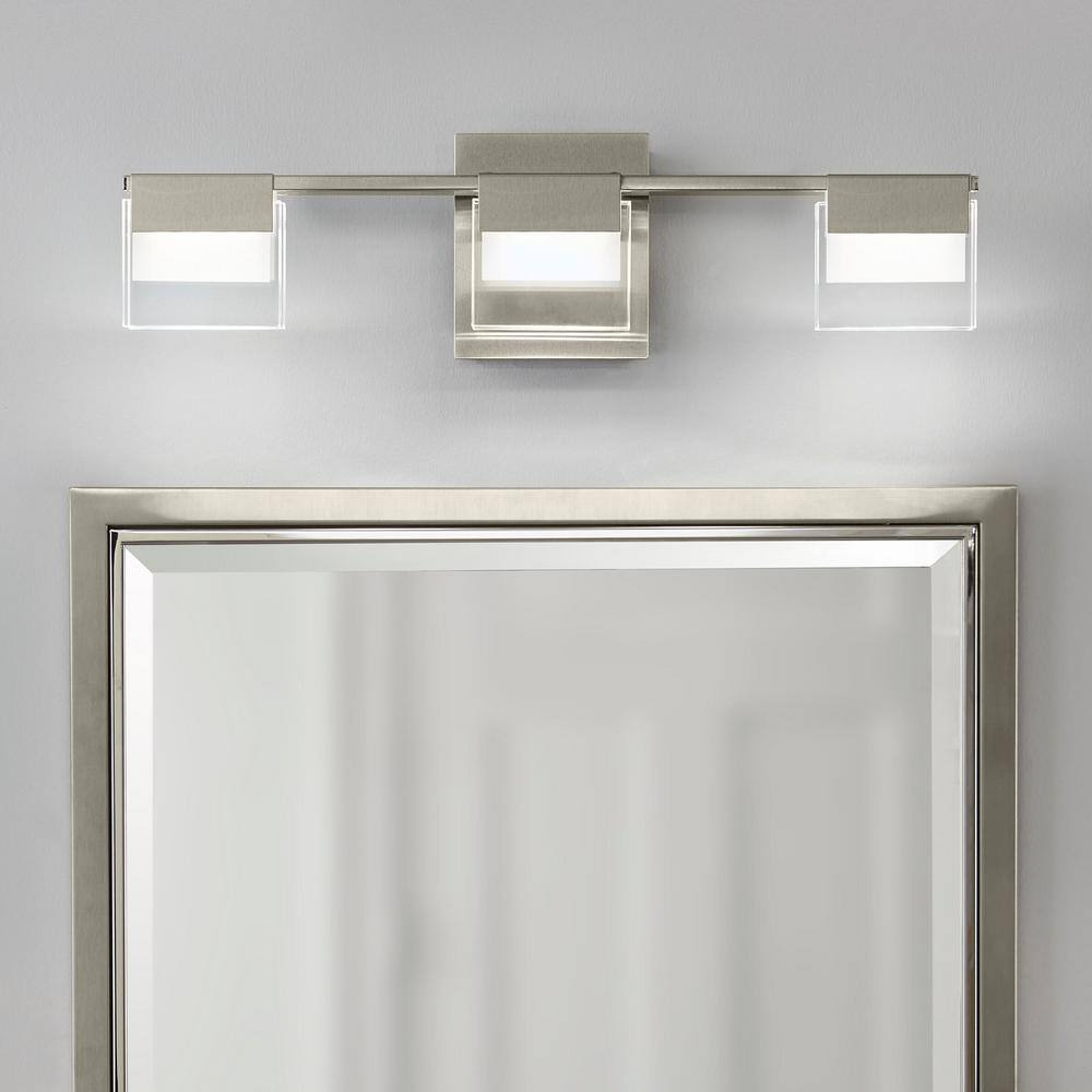 Home Decorators Collection VICINO 3-Light Brushed Nickel Integrated LED Bathroom Vanity Light Bar 204984A