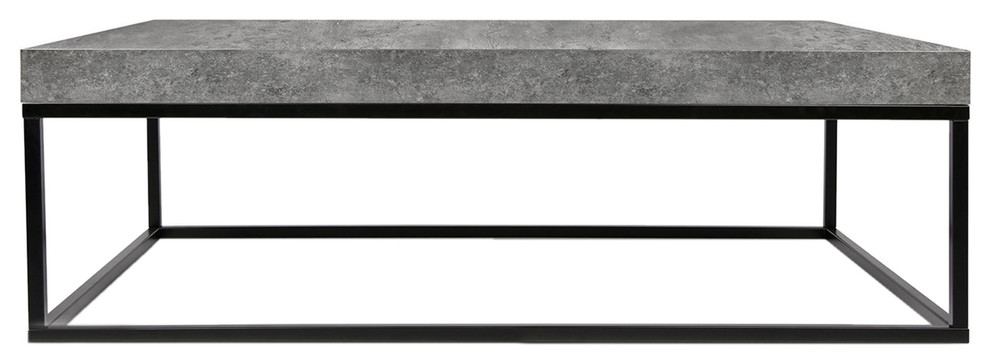 Modern Grey faux Concrete Thick Top Coffee Table   Industrial   Coffee Tables   by Plush Pod Decor  Houzz