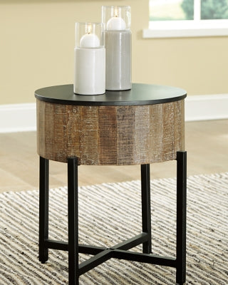 Signature Design by Ashley Nashbryn Rustic Round End Table, Gray & Brown