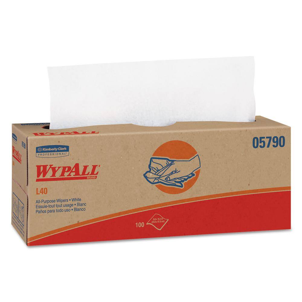 WYPALL L40 Towels POP-UP Box White 16-25 in. x 9-45 in. 100Box 9 BoxesCarton KCC05790