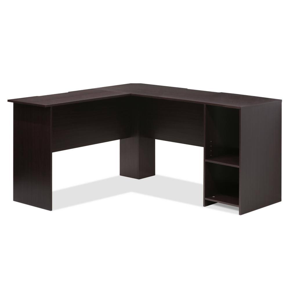 Furinno 54 in. L-Shaped Espresso Computer Desk with Shelves 16084EX