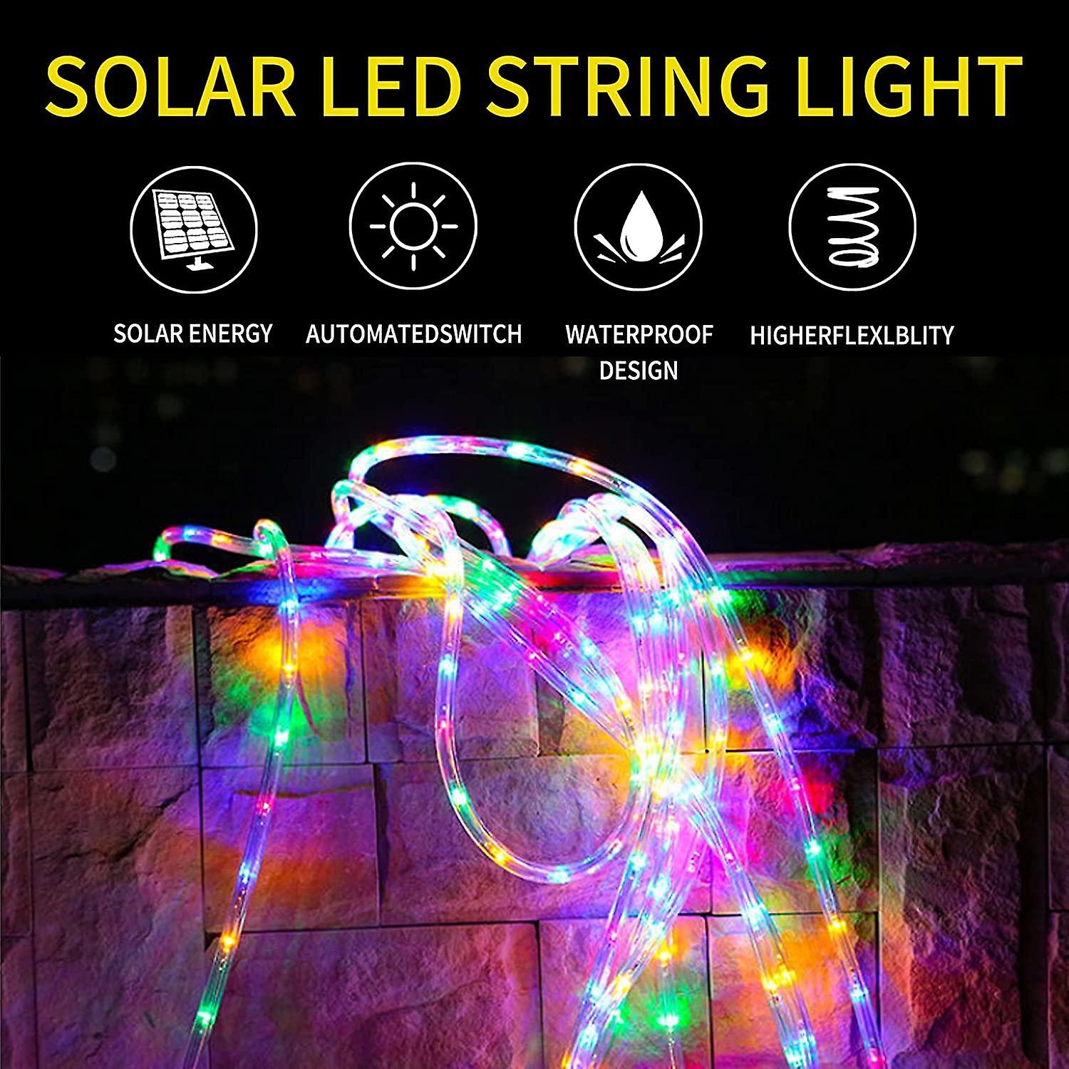 Solar Outdoor Rope Lights， 23ft To 105ft， 50led To 300led， Solar Powered Rope Lights Outdoor， 8 Modes Dimmable String Light