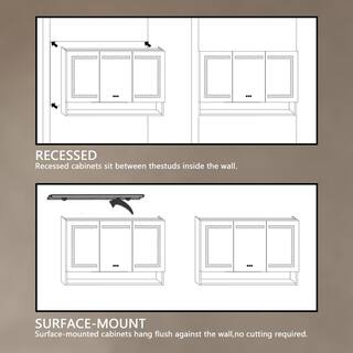 48 in. W x 32 in. H SurfaceRecessed-Mount Rectangular LED Bathroom Medicine Cabinet with Mirror and External Shelf ZT-DHMC4832V5FB