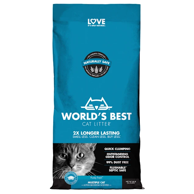 World's Best Original Series Lotus Blossom Scented Multi Corn Cat Litter， 28 lbs.