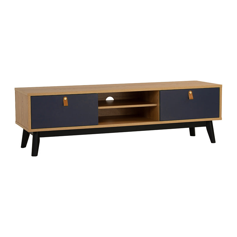 CASTOR Entertainment TV Unit 150cm - Natural, Navy Blue & Black