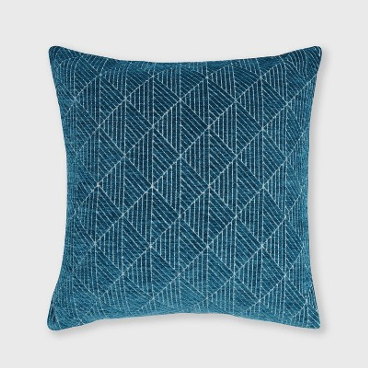 18x18 Geometric Chenille Woven Jacquard Reversible Square Throw Pillow Teal - freshmint