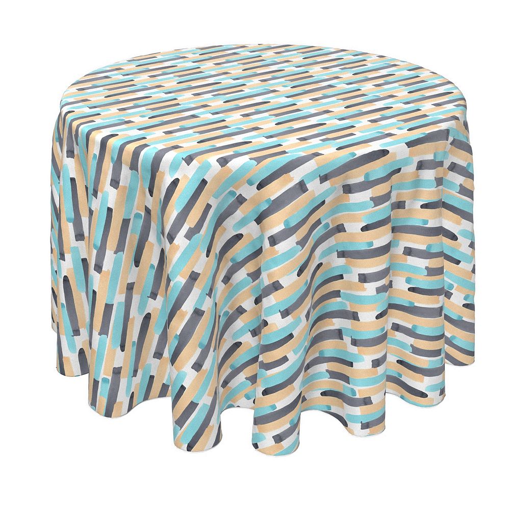 Round Tablecloth， 100% Polyester， 60 Round， Geometric Brush Stroke Stripe