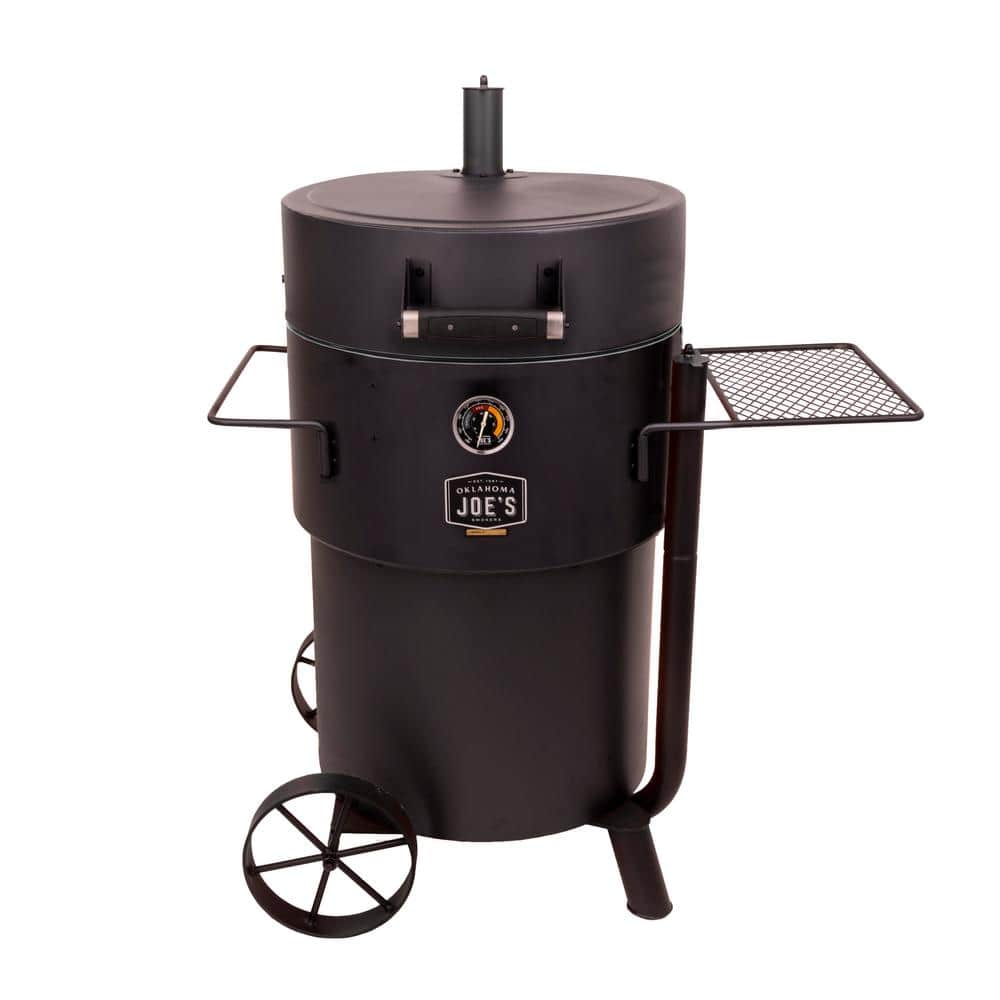 OKLAHOMA JOE'S Bronco Pro Charcoal Drum Smoker and Grill in Black with 366 sq. in. Cooking Space 19202099