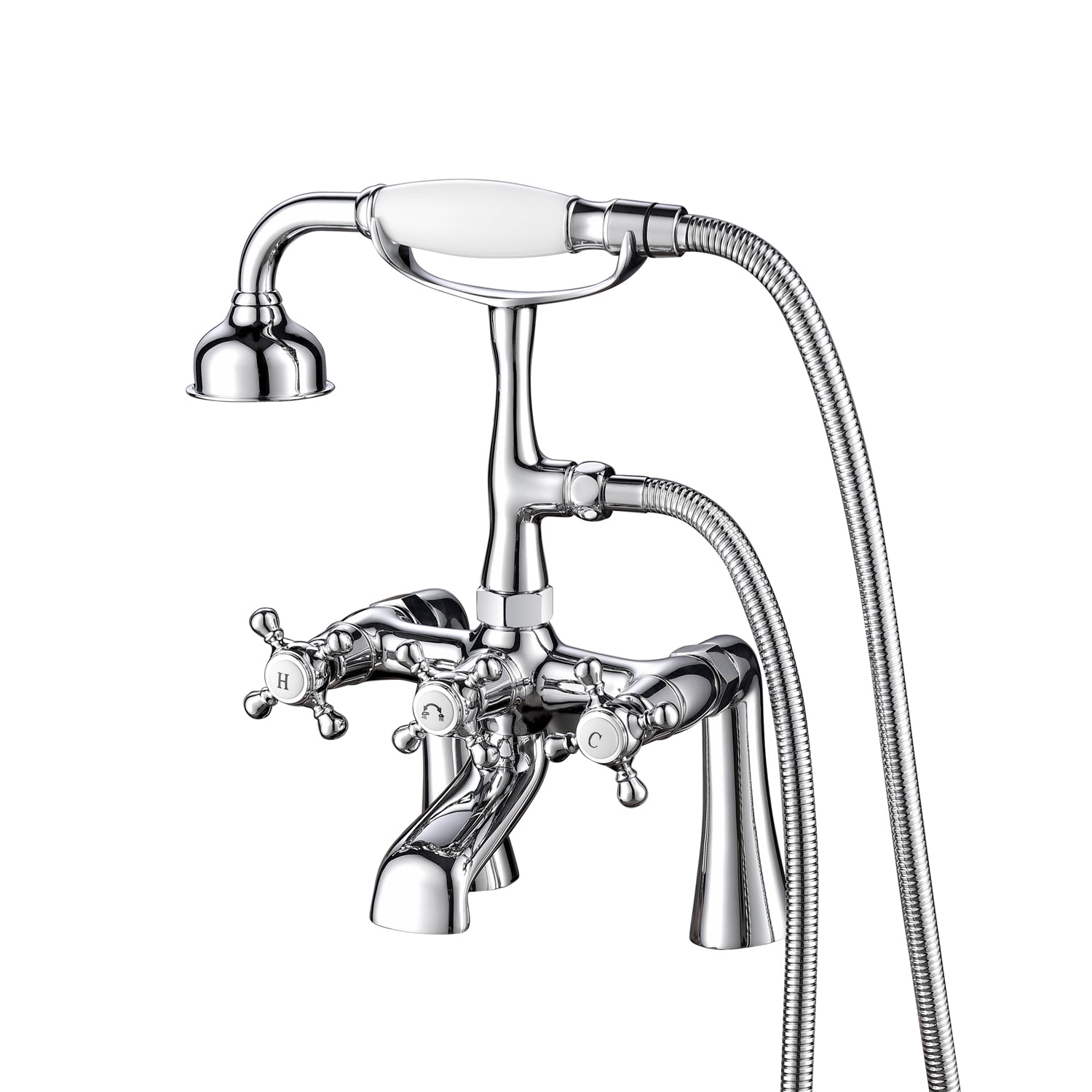 Tub Rim-Mounted Filler with Diverter