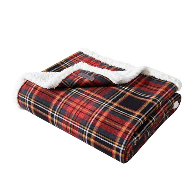 Mountain Tartan Reversible Throw Blanket Red Eddie Bauer