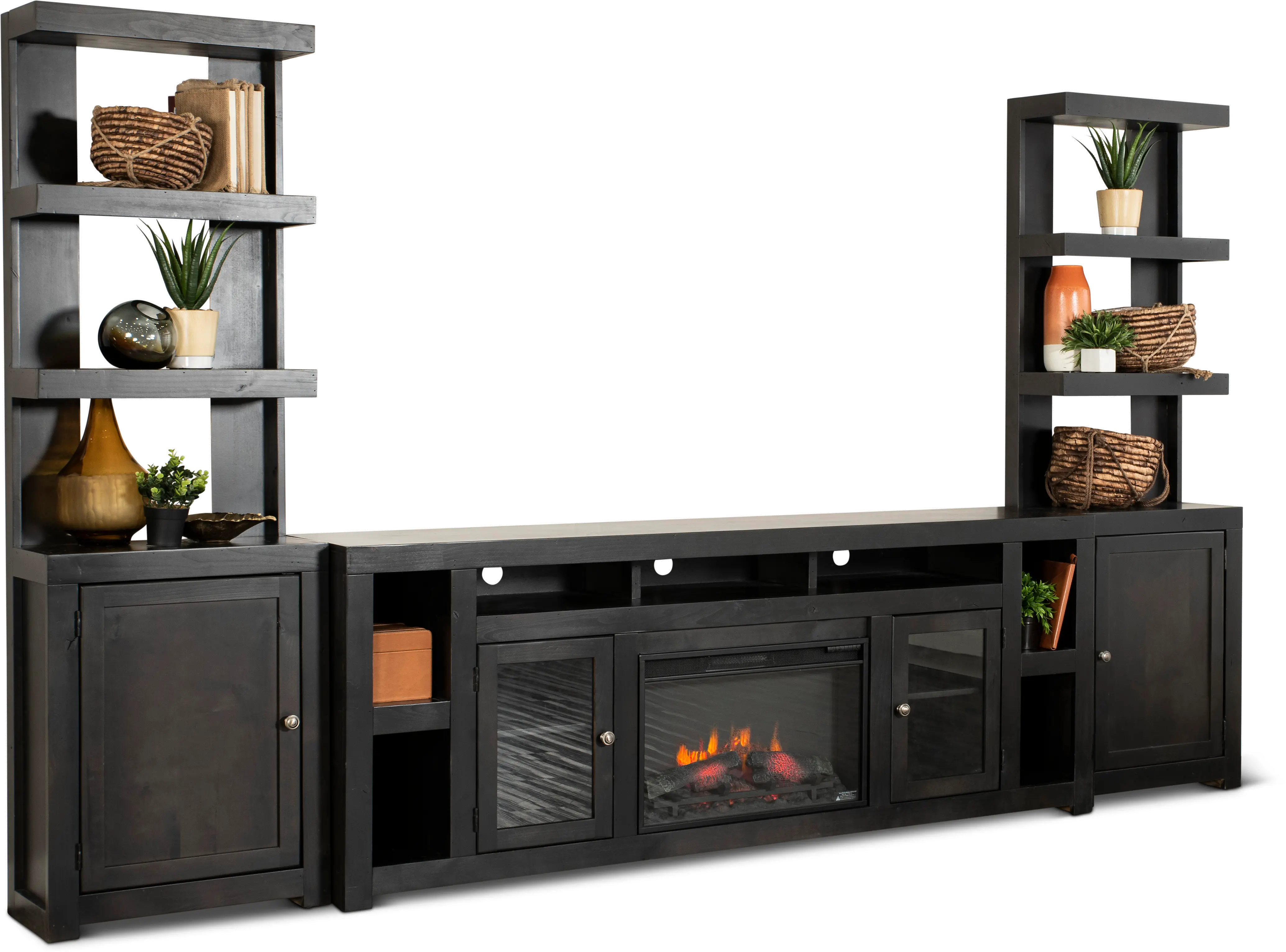 Avery Loft Ghost Black 84 Fireplace Entertainment Wall