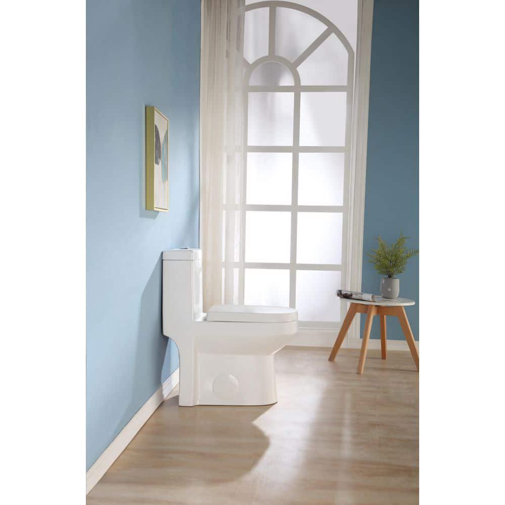 HOROW 10 in RoughIn 1piece 08128 GPF Dual Flush Round Toilet in White Seat Included