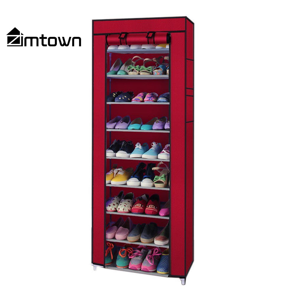 Zimtown 10 Tiers Shoe Rack with Dustproof Cover Closet Shoe Storage Cabinet Organizer