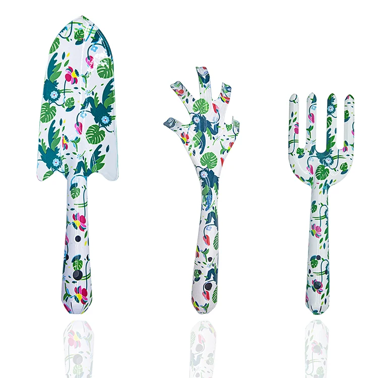 Hot Selling Carbon Steel  3 Pieces Green Flower Pattern Gardening Hand Tools With Women Garden Gifts