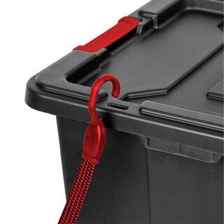 Sterilite 27-Gallon Durable Rugged Industrial Tote wRed Latches in Black (4 Pack) 4 x 14669004