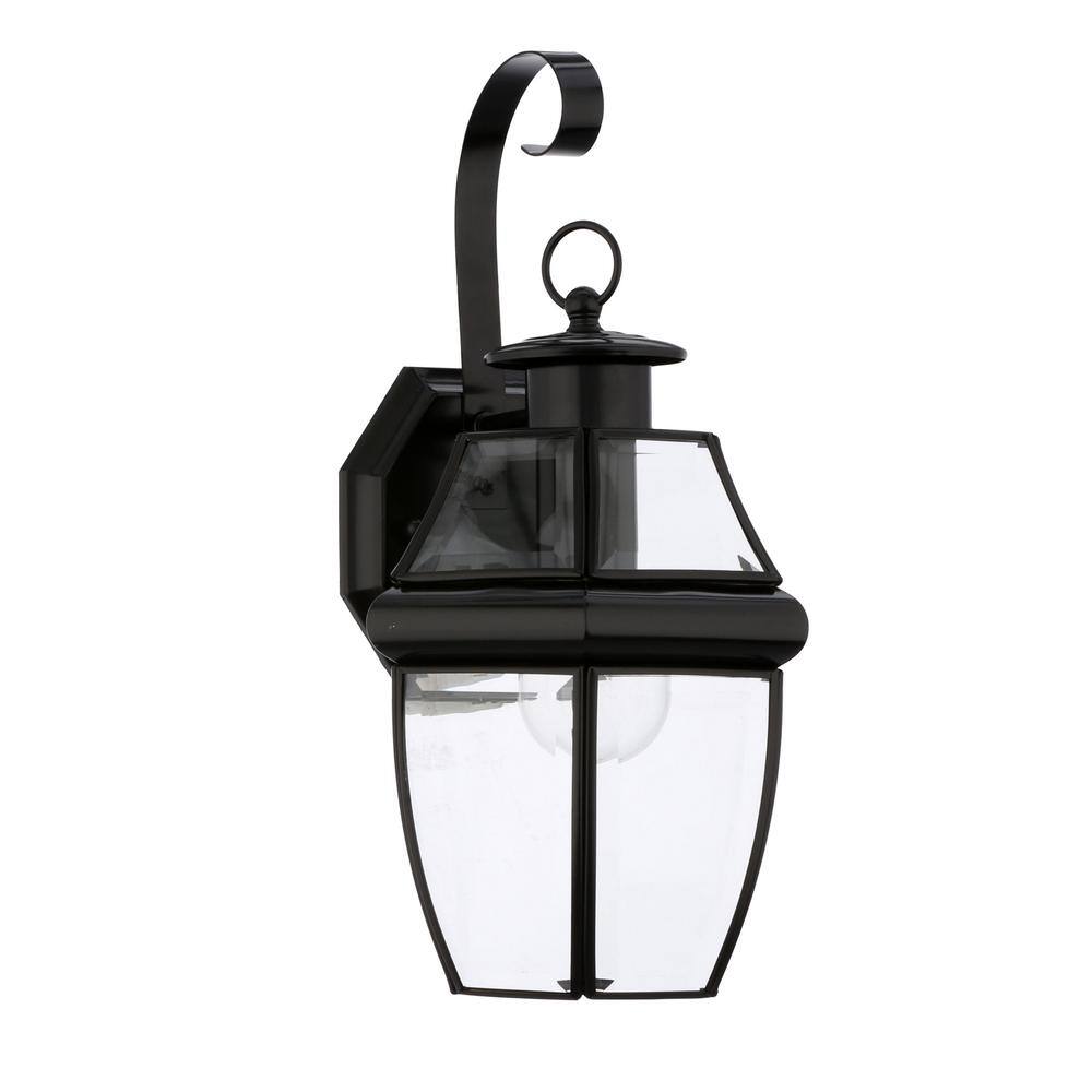 Generation Lighting Lancaster Wall Lantern Sconce 1-Light Traditional Outdoor 14 in. Black Fixture 8067-12