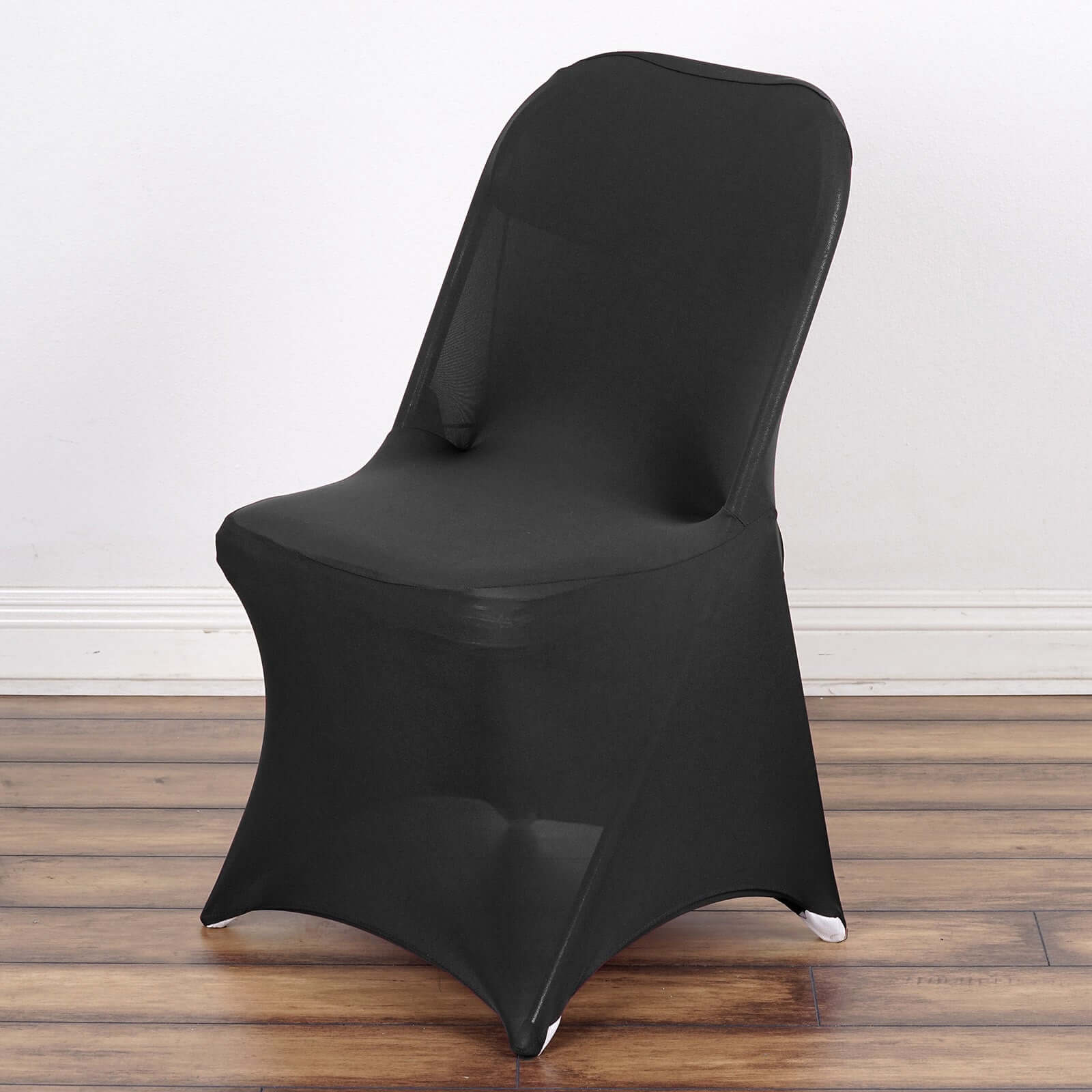 Black Spandex Stretch Fitted Folding Slip On Chair Cover 160 GSM