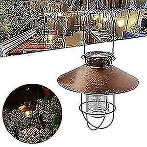 Vintage Metal Outdoor Hanging Solar Lantern With Warm Led Lights Compatible Yard Yard Patio Tree Solar Landscape Lighting Vintage Copper