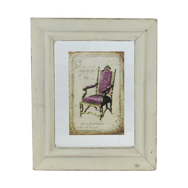 X 6 quot Decorative Antique Style Beige And Pink Victorian Chair Print Framed Wall Art