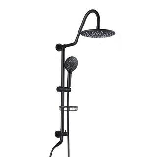 YASINU 1-Spray Patterns Wall Mount Dual Shower Heads with Soap Dish in Matte Black YN116MB