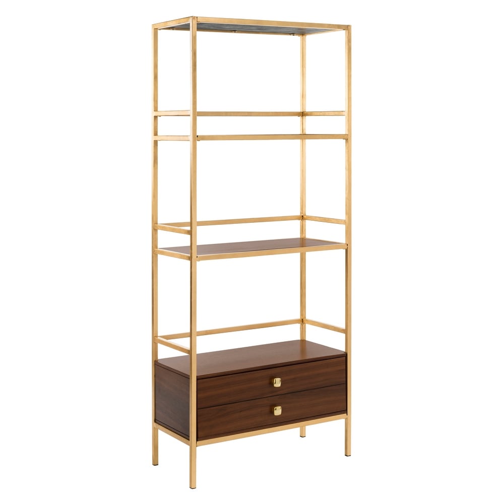 SAFAVIEH Skylar 4 tier 1 Drawer Gold/ Grey étagère   30\