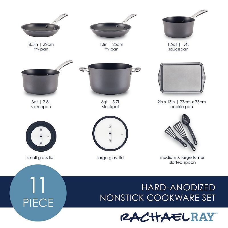 Rachael Ray Cook + Create 11-pc. Hard-Anodized Nonstick Cookware Set